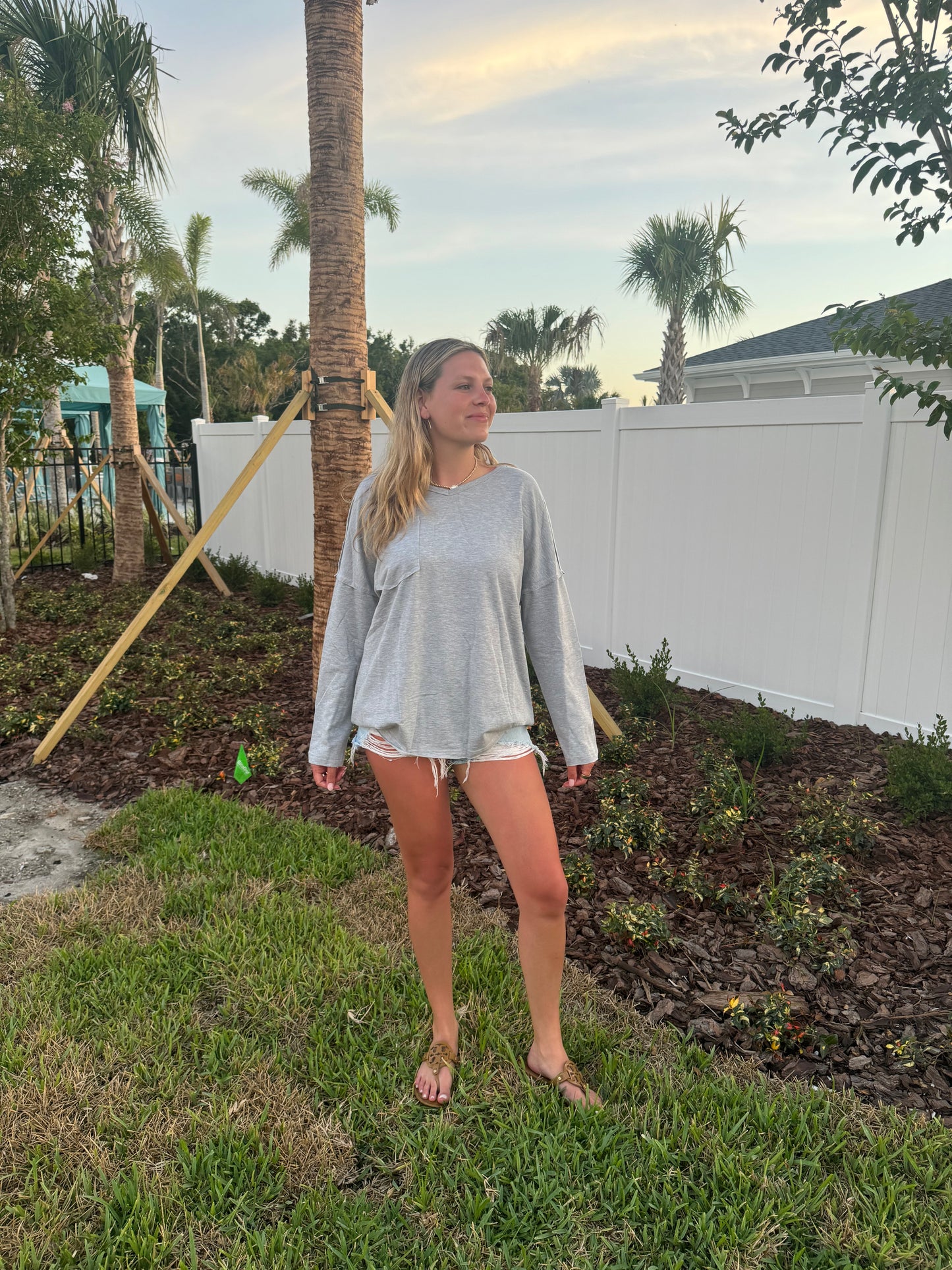 Hailey Gray Oversized Pocketed Long Sleeve