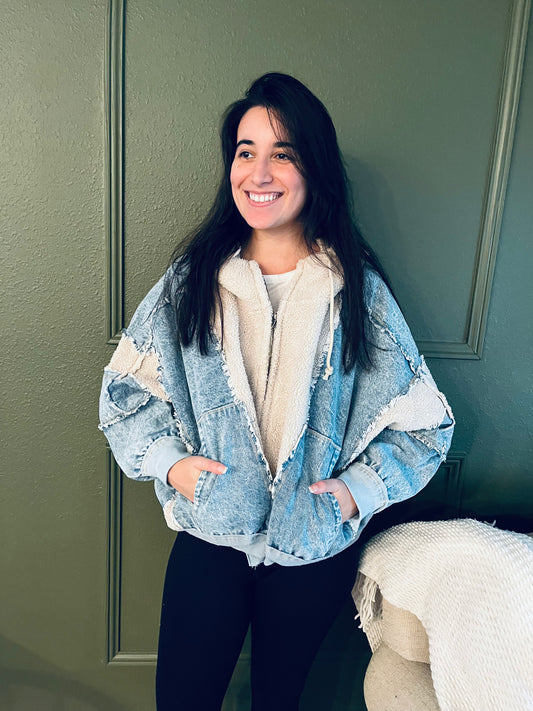 Mixey Washed Fleece Zip Up Hoodie