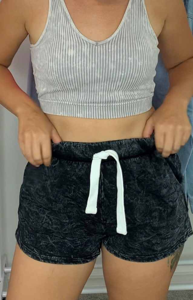 Mabel Mineral Washed Shorts - Black