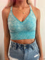 Lani Acid Washed Seamless Crossback Bralette - Icy Blue