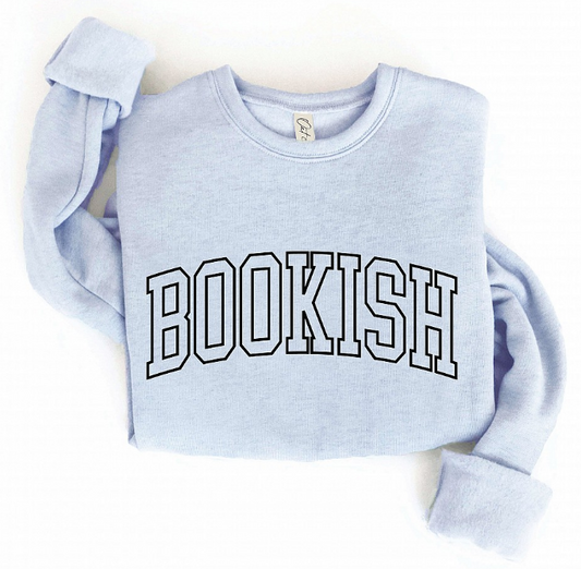 Bookish Graphic Fleece Sweatshirt - Light Blue