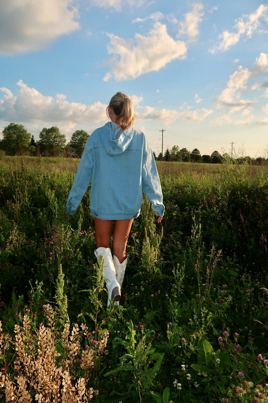 Raelynn Denim Hooded Sweatshirt