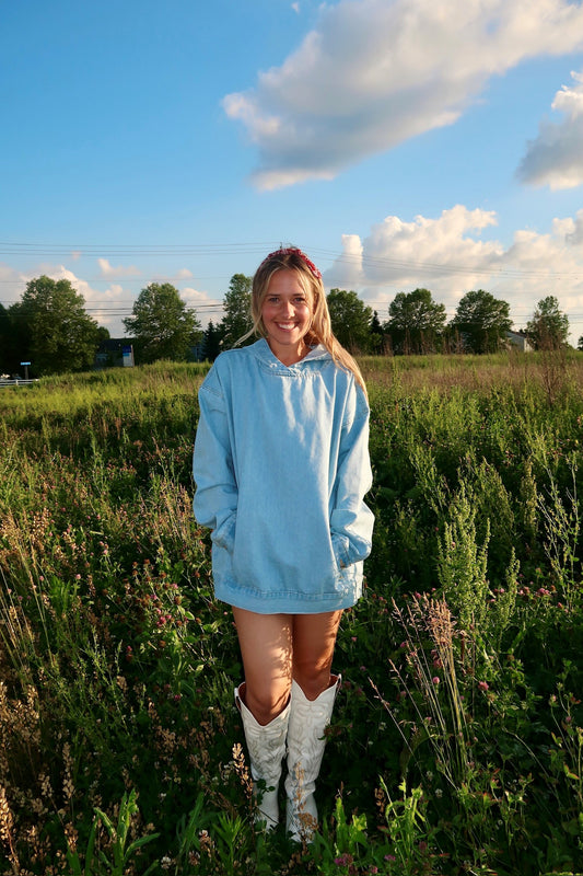 Raelynn Denim Hooded Sweatshirt