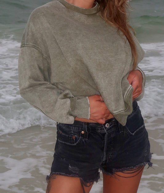 Leighton Oversized Acid Washed Pullover
