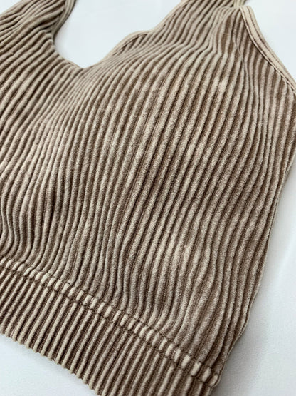 Hattie Mineral Washed Padded Tank - Mocha