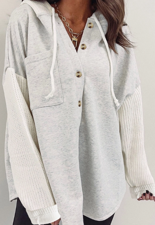 Button Up Knitted Hoodie